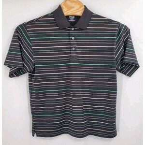 Ping Performance Dynamics Polo Shirt Black Green White Striped Men's Size Medium